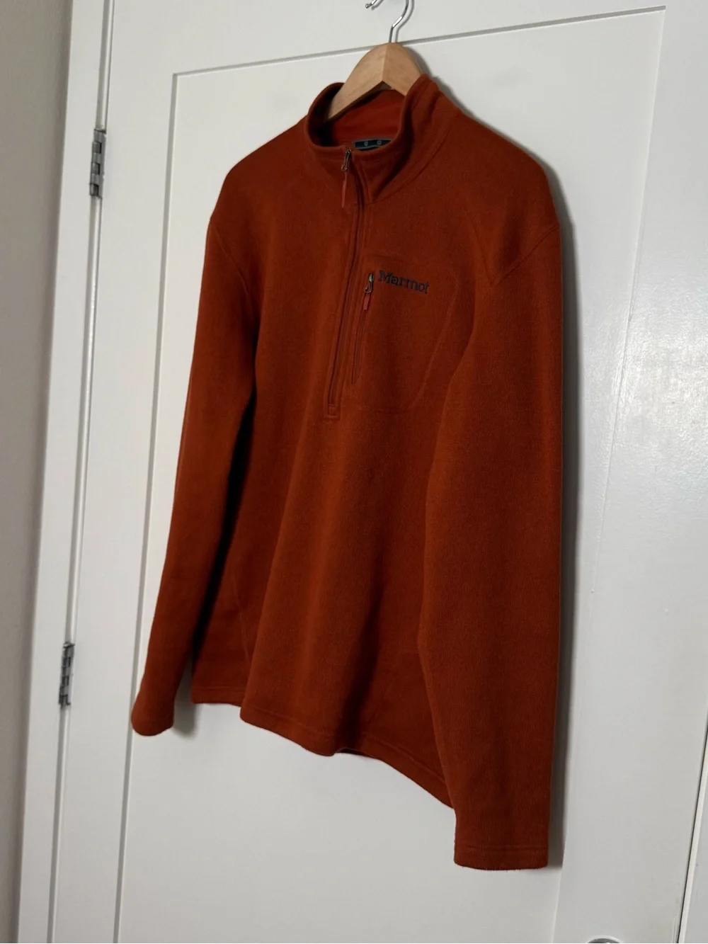 Marmot Sweater Mens Sz XL Orange 1/4 Zip Fleece Long Sleeve Outdoors Hiking